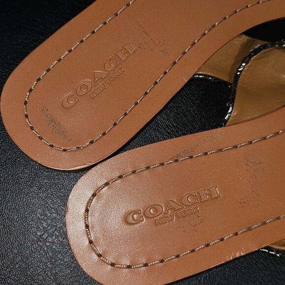 Coach Womens‎ Silver Bow Flip Flop Sandals 6.5 - Picture 5 of 7